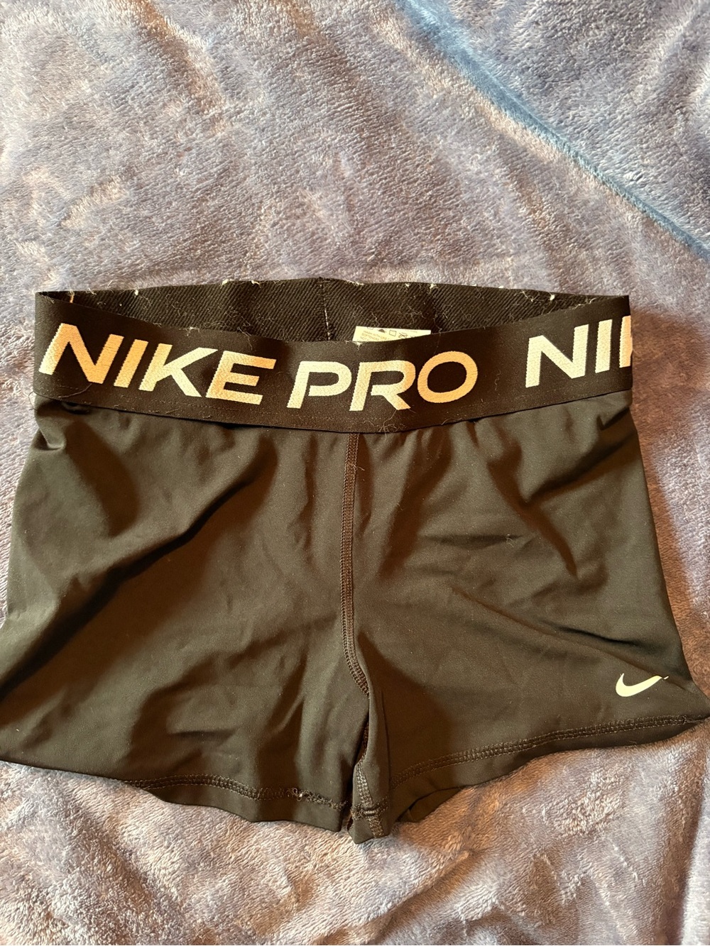 Nike Pro Black Women's Athletic Compression Shorts with White Logo
